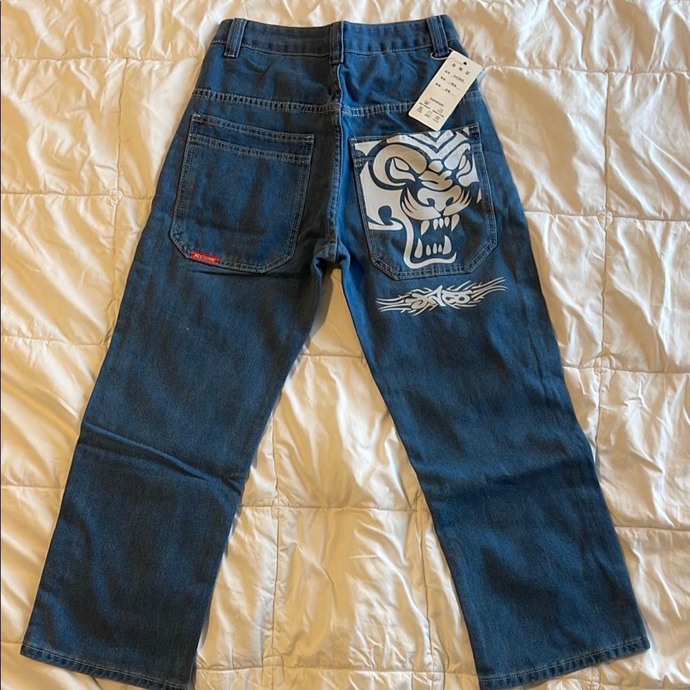 JNCO Blue Relaxed Jeans with Graphic Design